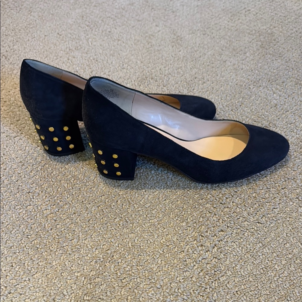 Nine West Black and Gold Heels with Chunky Block Heel